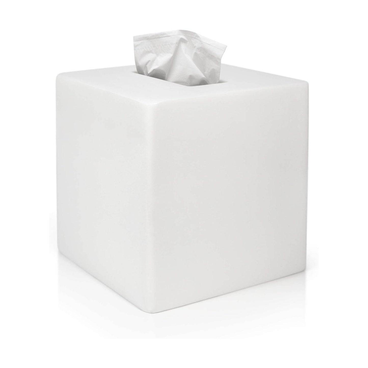 Tissue Box Cover Square -Heavy Hand-Poured Resin Tissue Box Cover Holder -Home Decor Cube / White