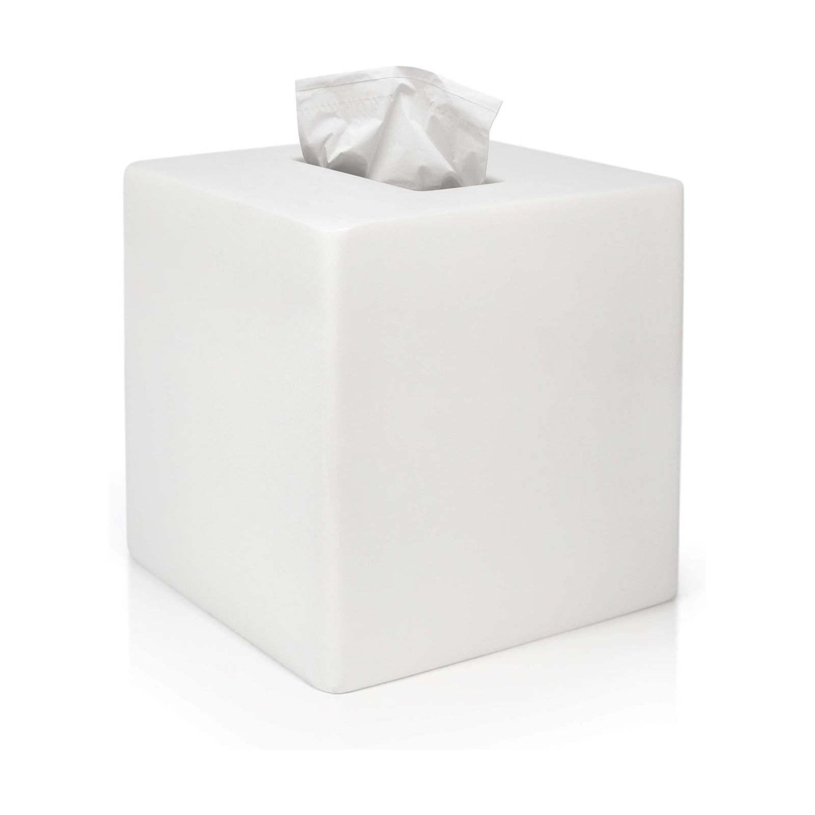 Tissue Box Cover Square -Heavy Hand-Poured Resin Tissue Box Cover Holder -Home Decor Cube / White