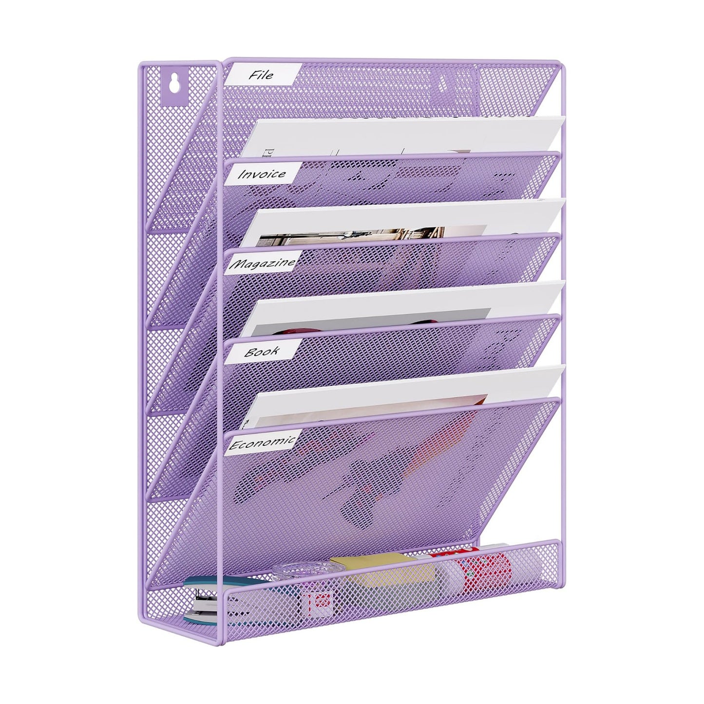EasyPAG 5 Tier Wall File Holder, Mesh Hanging Folder Organizer with Classify Label, Versatile Desk File Holder