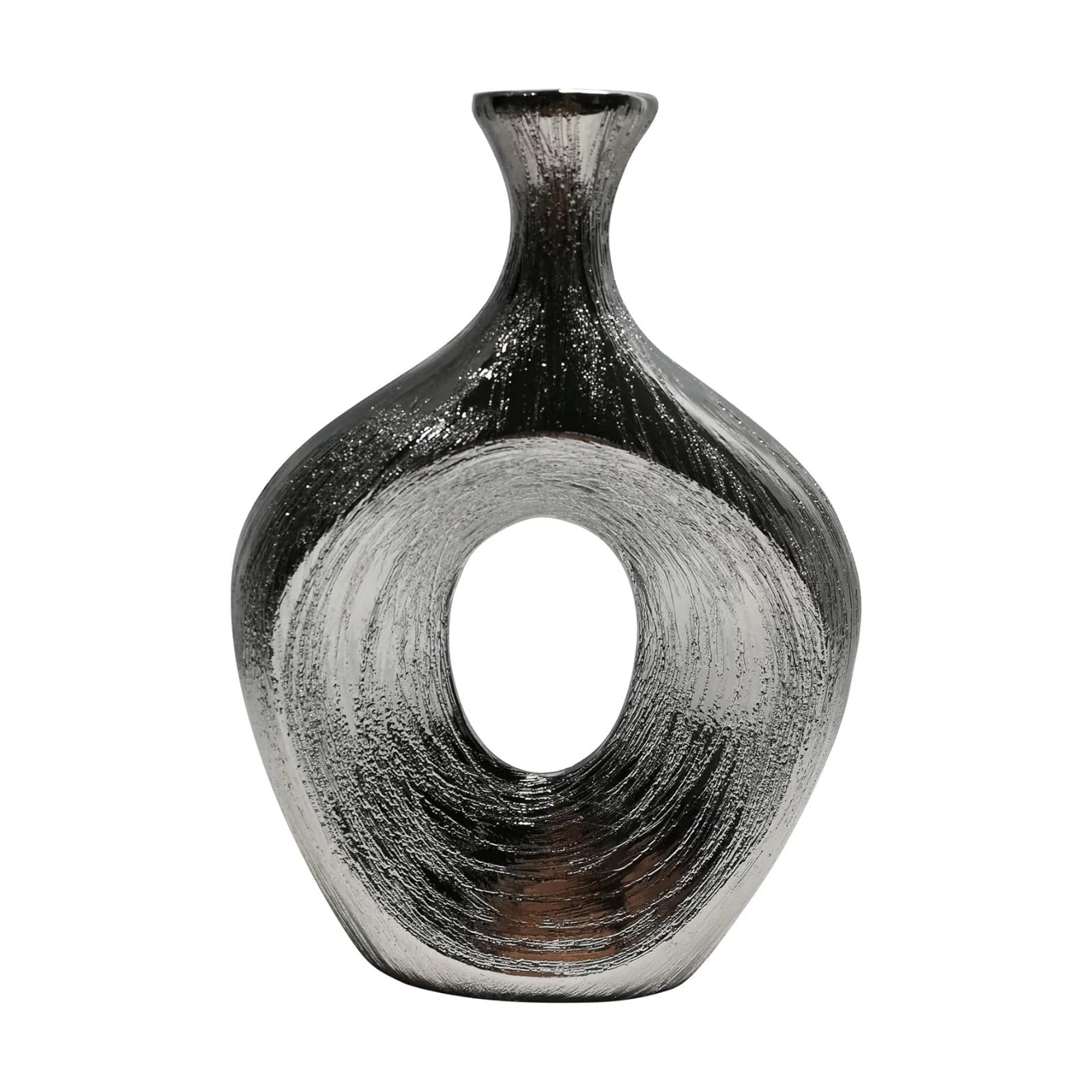 Modern Glam Decorative Vase for Flowers or Standalone / Metallic