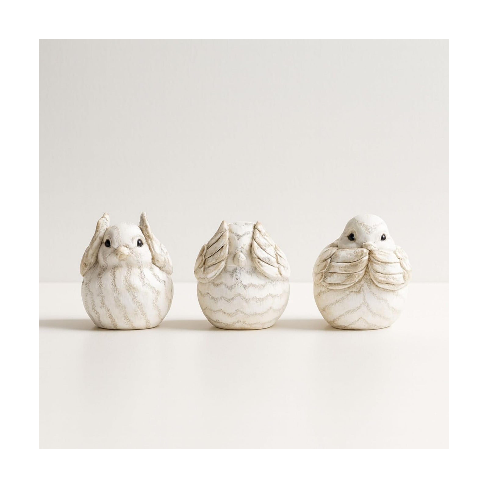 Polyresin Rustic Bird Statues / Set of 3