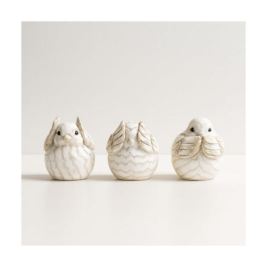 Polyresin Rustic Bird Statues / Set of 3