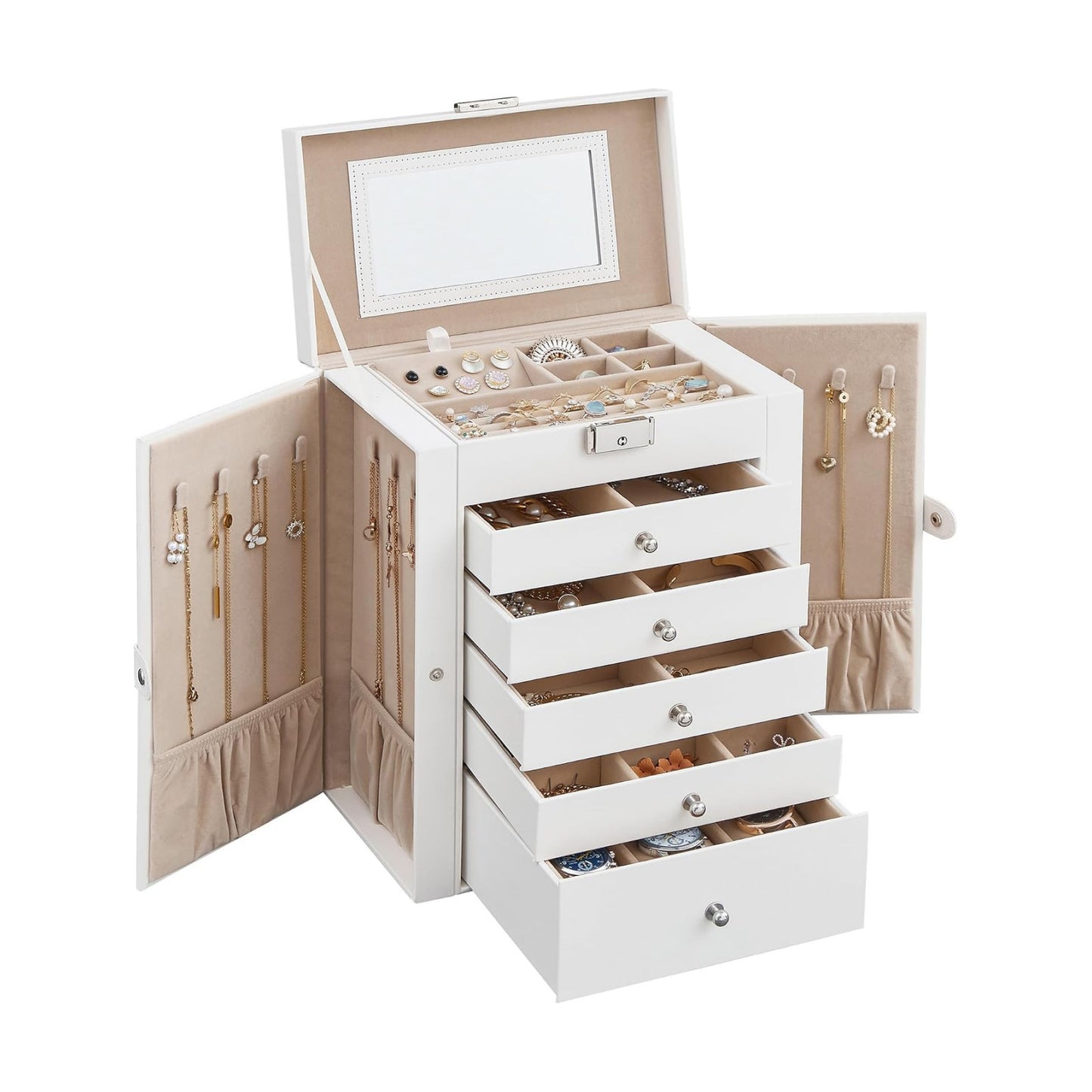 6-Layer Jewelry Box Organizer / 6 Tier / White