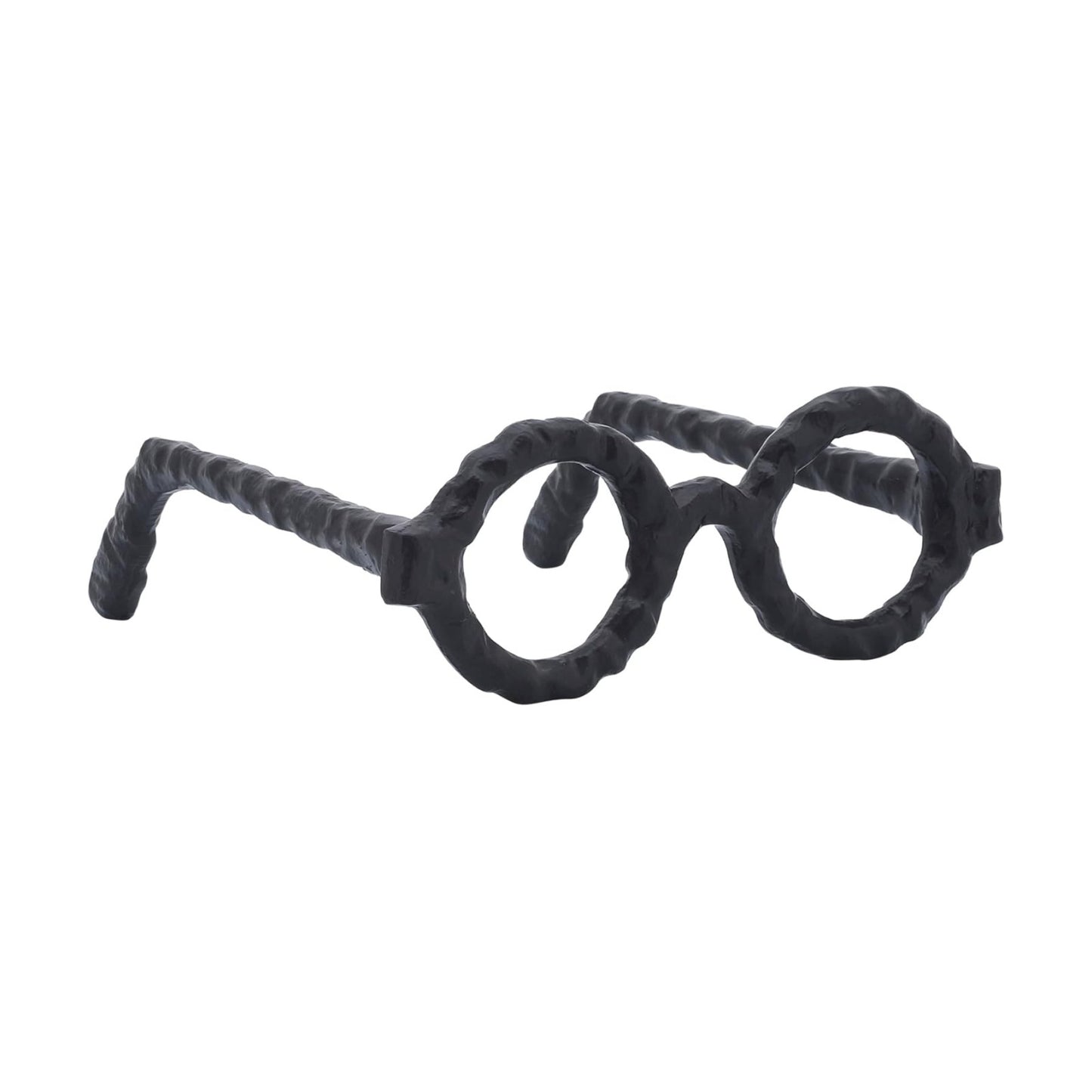 Modern Decorative Glasses Sculpture Figurine / Black Round / 3" H