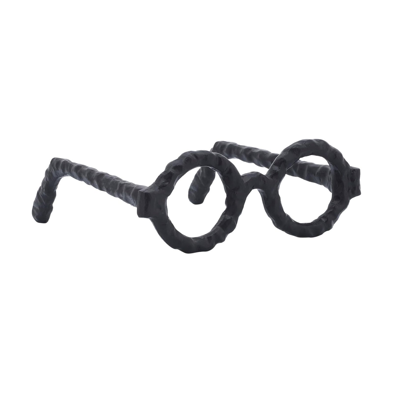 Modern Decorative Glasses Sculpture Figurine / Black Round / 3" H