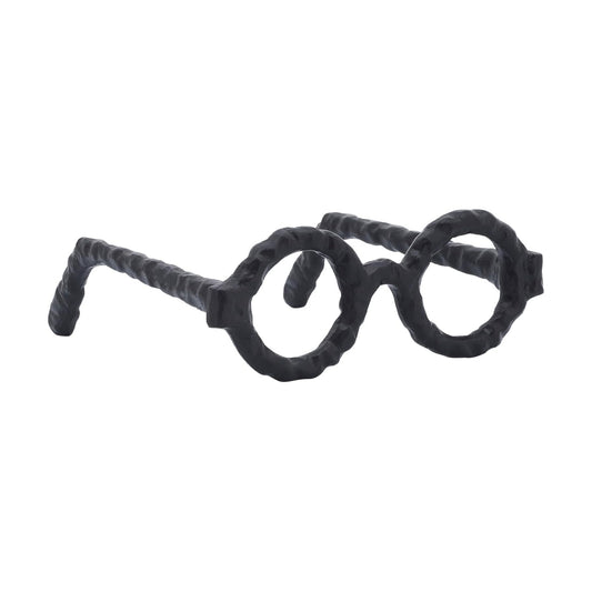 Modern Decorative Glasses Sculpture Figurine / Black Round / 3" H