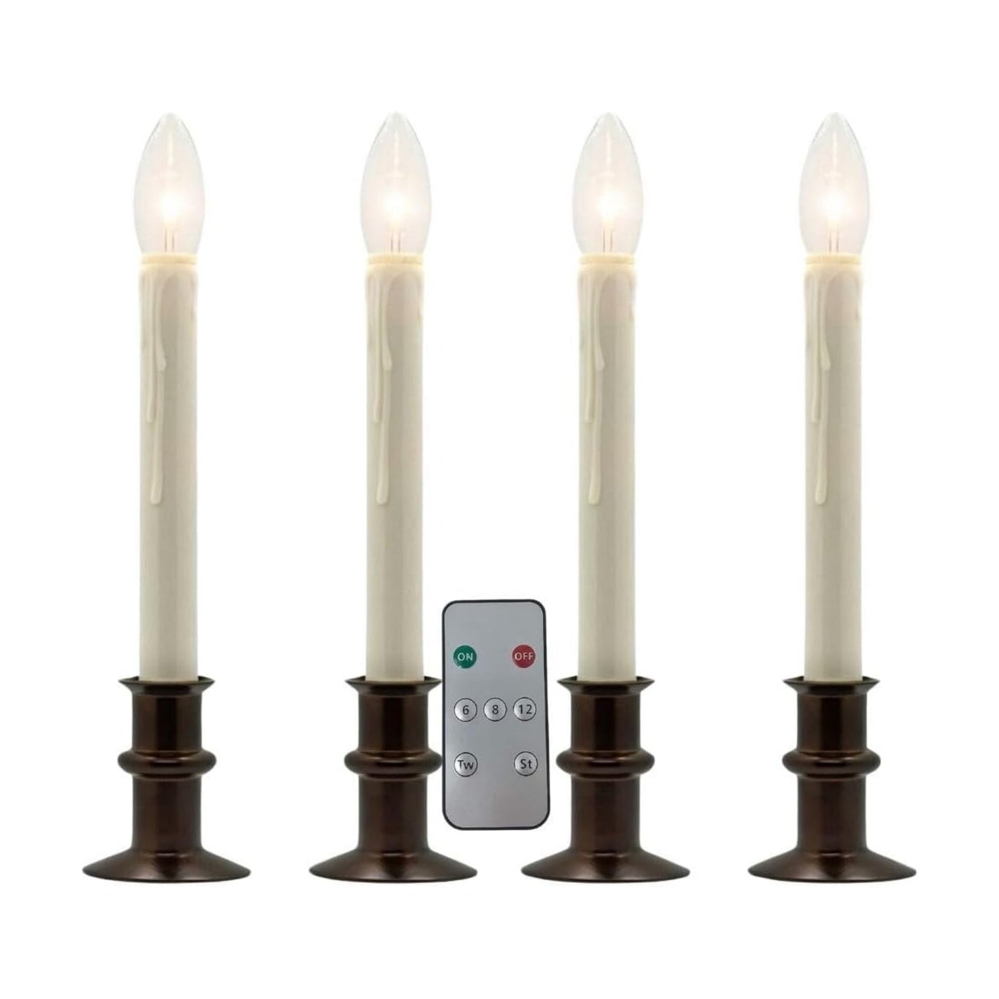 Celestial Lights Set of Four Battery Operated Remote Programmable Window Hugger Candle for Narrow Window Sills Daily