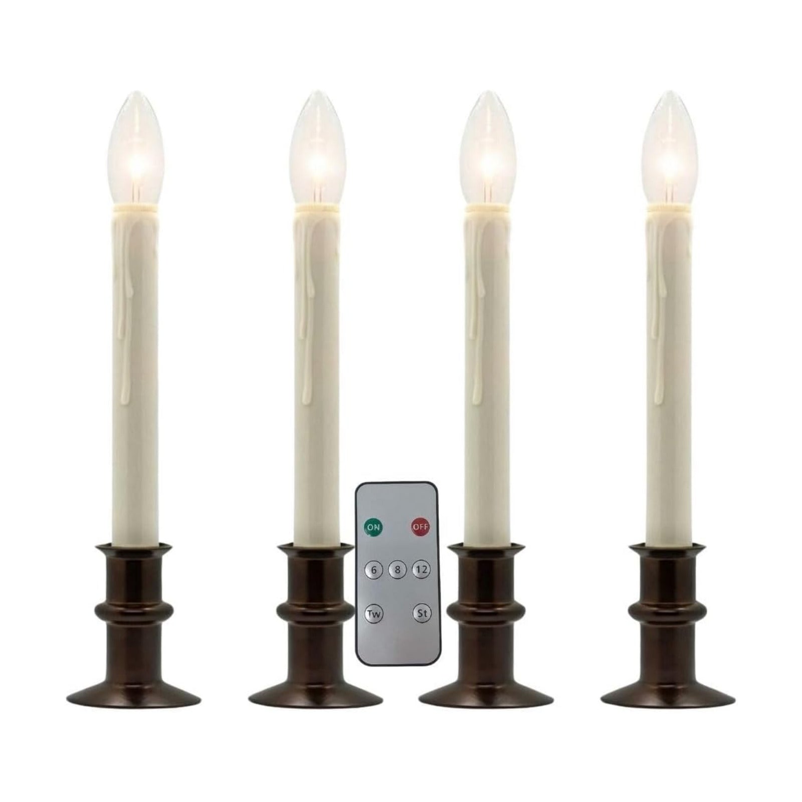 Celestial Lights Set of Four Battery Operated Remote Programmable Window Hugger Candle for Narrow Window Sills Daily