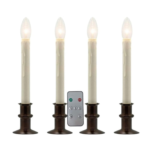 Celestial Lights Set of Four Battery Operated Remote Programmable Window Hugger Candle for Narrow Window Sills Daily