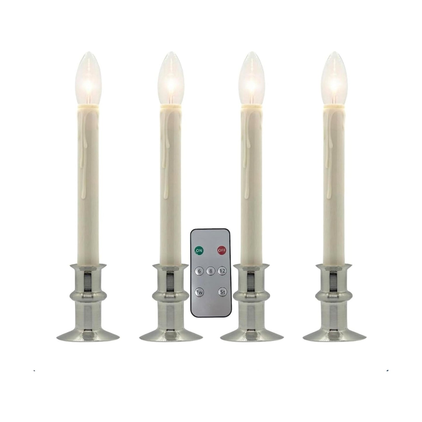 Celestial Lights Set of Four Battery Operated Remote Programmable Window Hugger Candle for Narrow Window Sills Daily