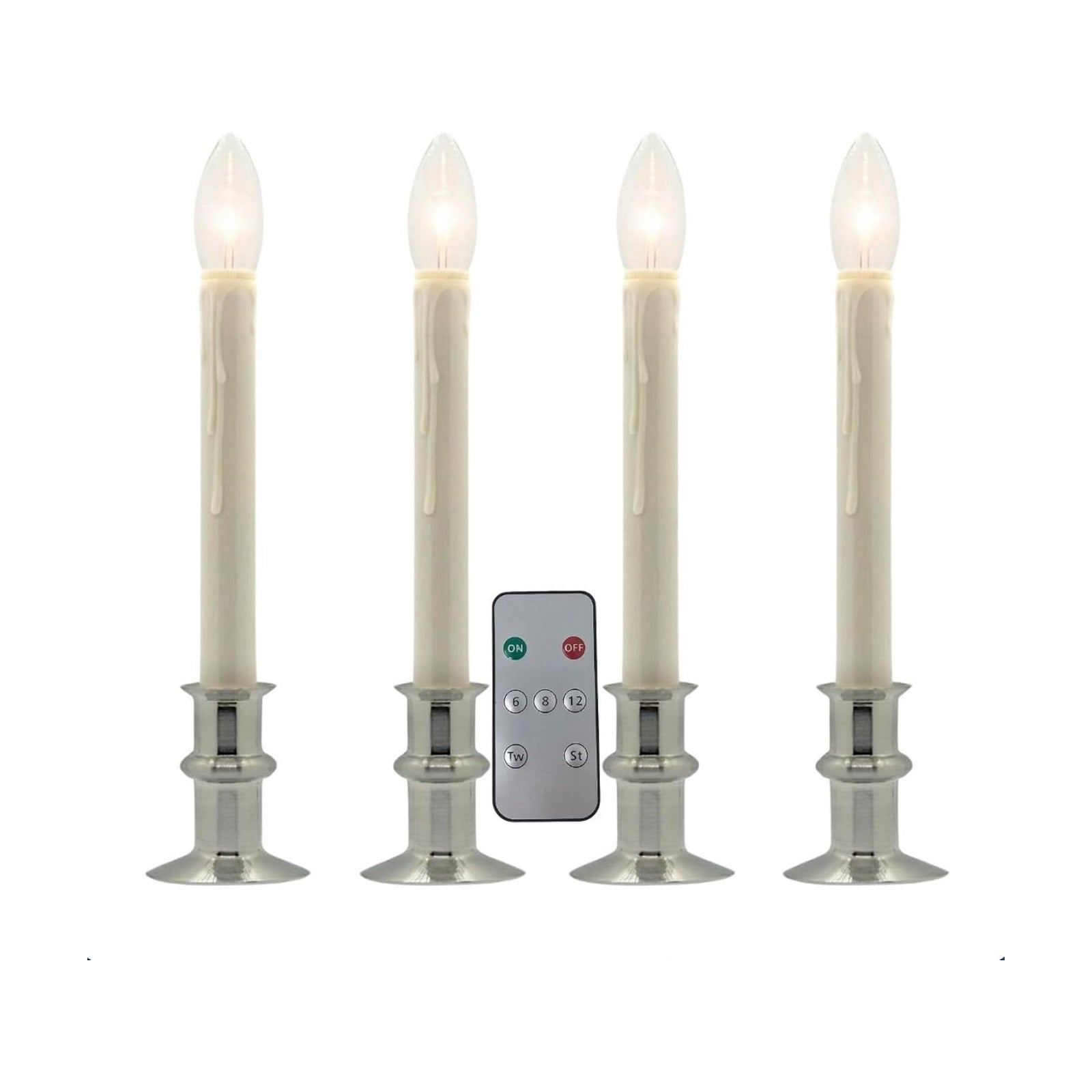 Celestial Lights Set of Four Battery Operated Remote Programmable Window Hugger Candle for Narrow Window Sills Daily