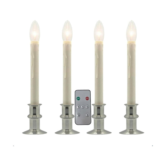 Celestial Lights Set of Four Battery Operated Remote Programmable Window Hugger Candle for Narrow Window Sills Daily