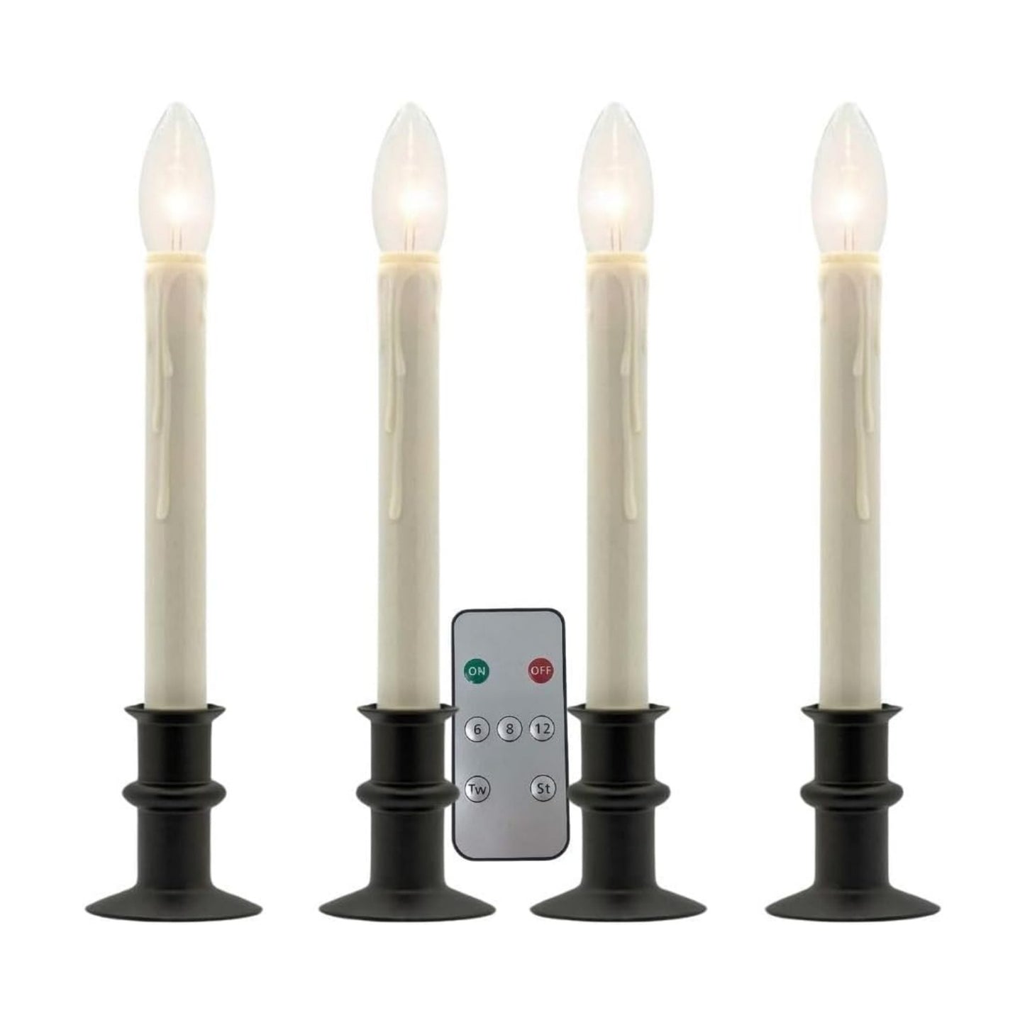 Celestial Lights Set of Four Battery Operated Remote Programmable Window Hugger Candle for Narrow Window Sills Daily