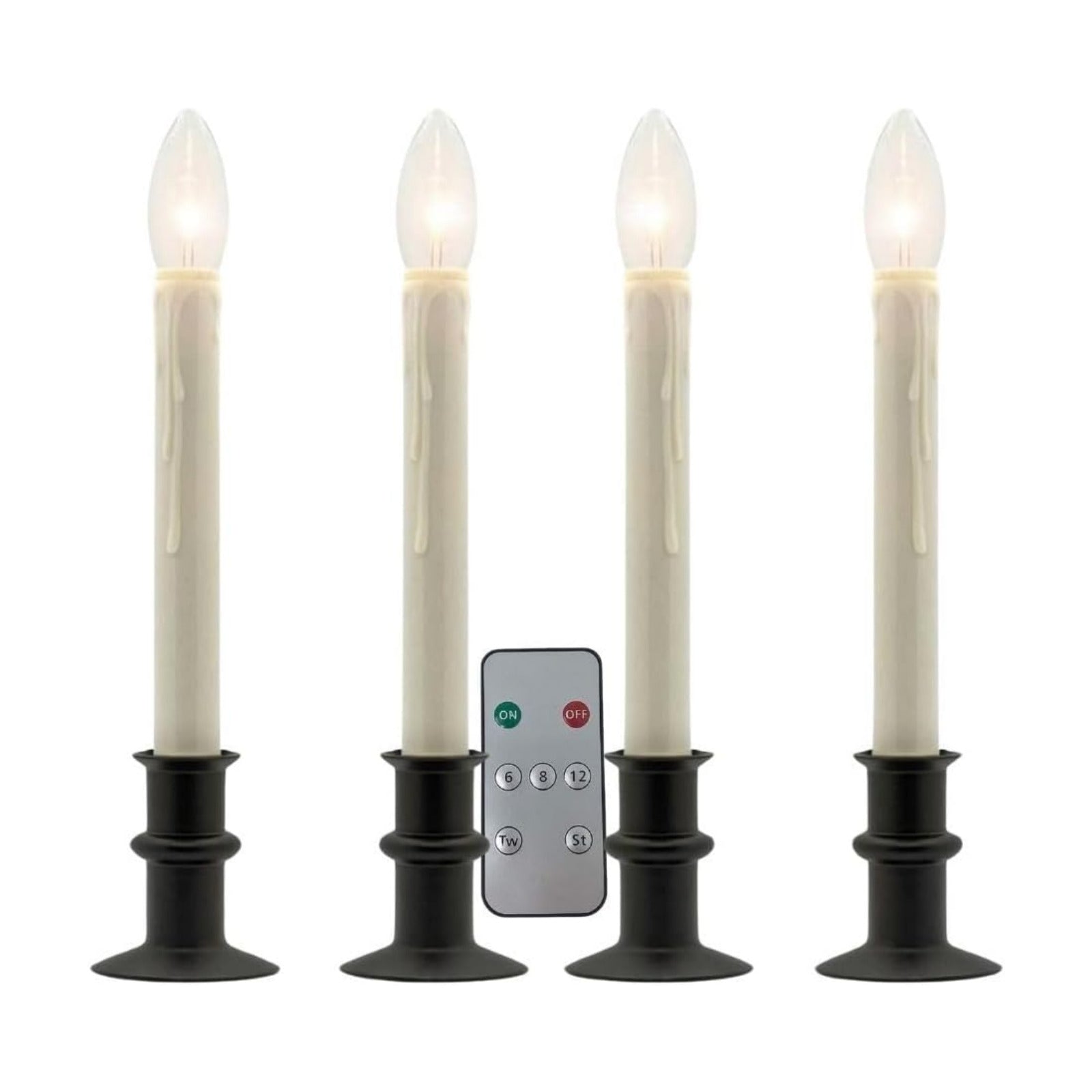 Celestial Lights Set of Four Battery Operated Remote Programmable Window Hugger Candle for Narrow Window Sills Daily