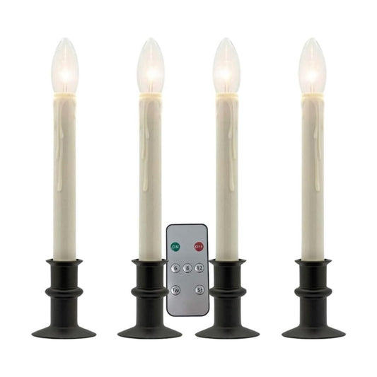 Celestial Lights Set of Four Battery Operated Remote Programmable Window Hugger Candle for Narrow Window Sills Daily