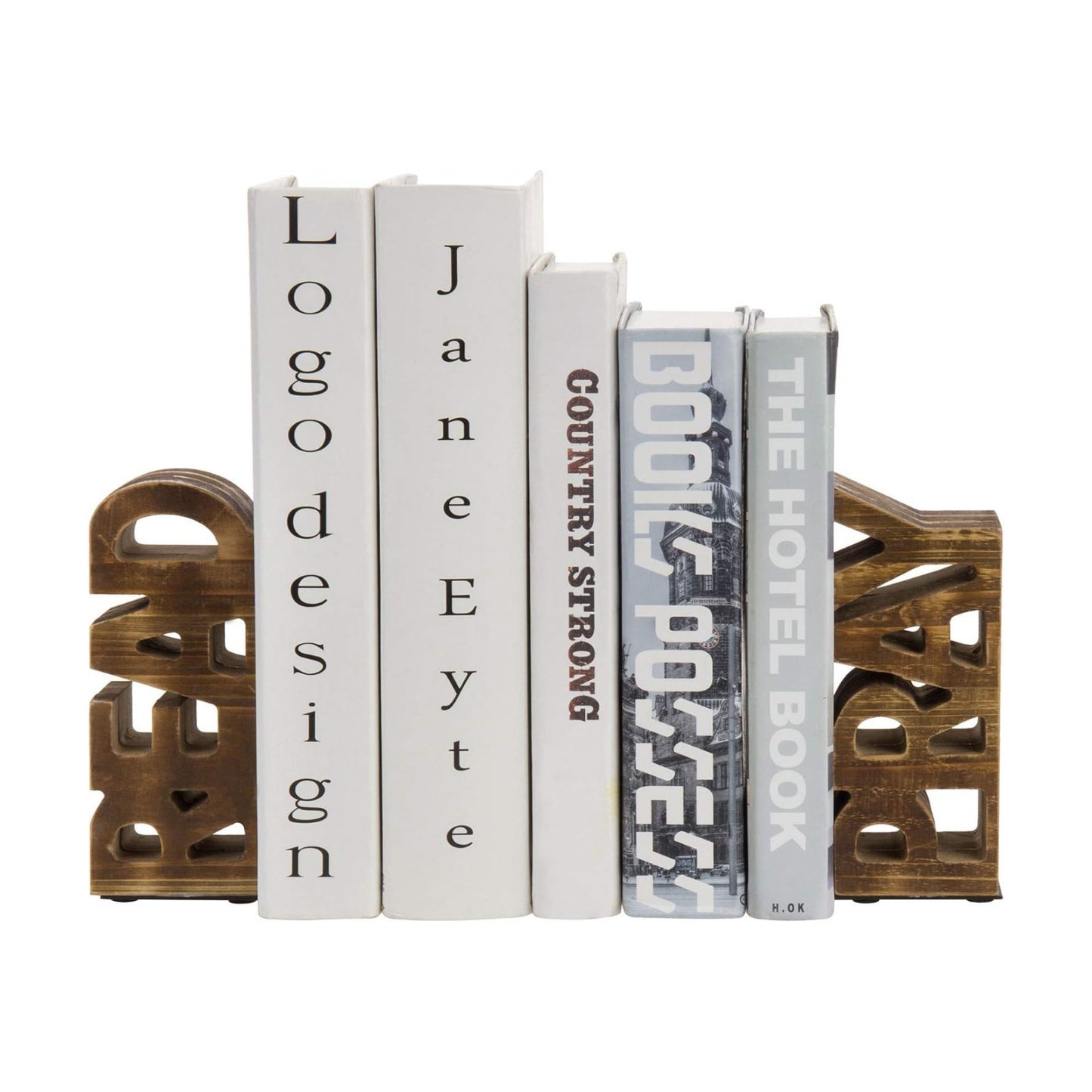Wood Bookends Carved in Read and Pray Block Letters / Burnt Wood