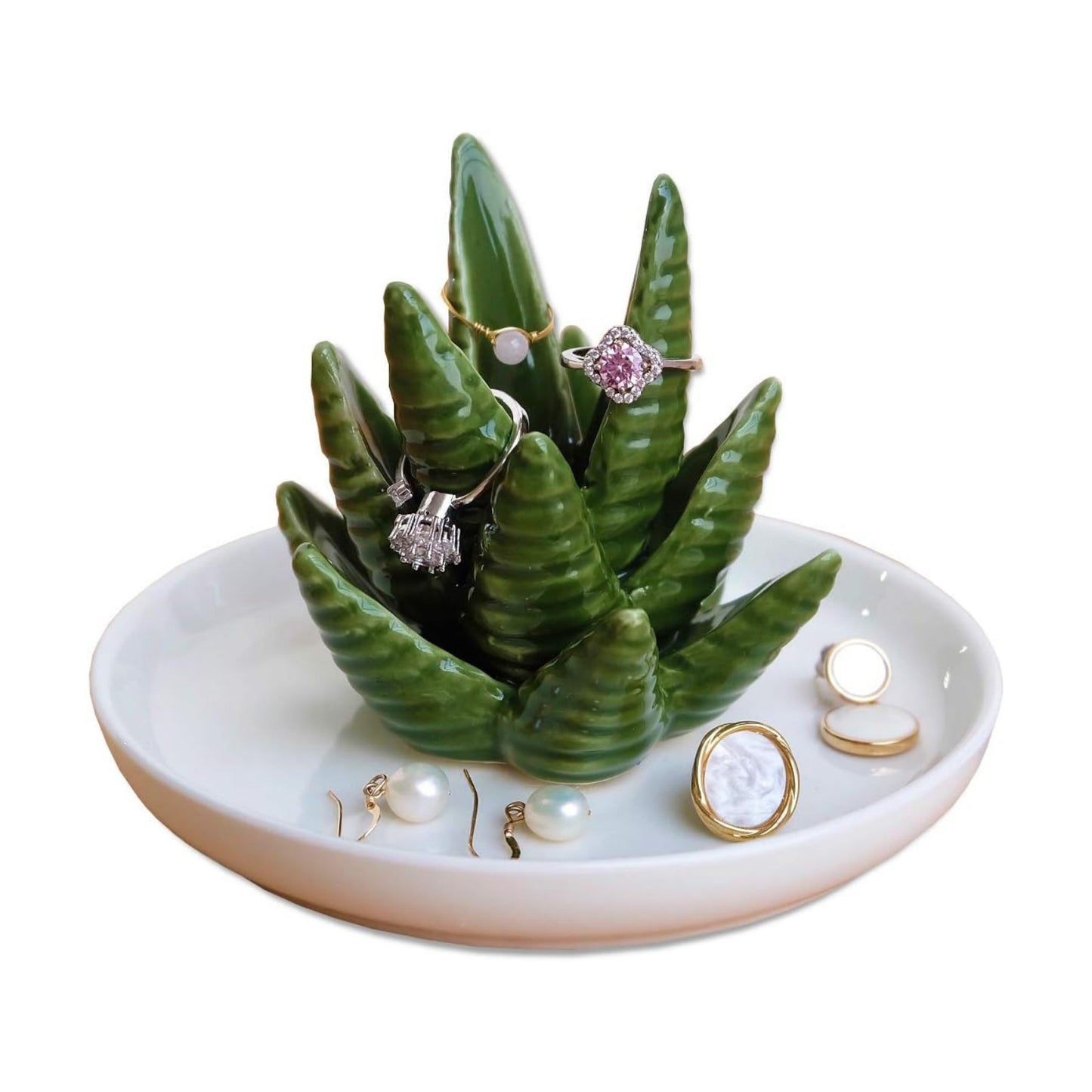 Ring Holder / Jewelry Holder Trinket Tray for Rings Earrings Necklace / Aloe