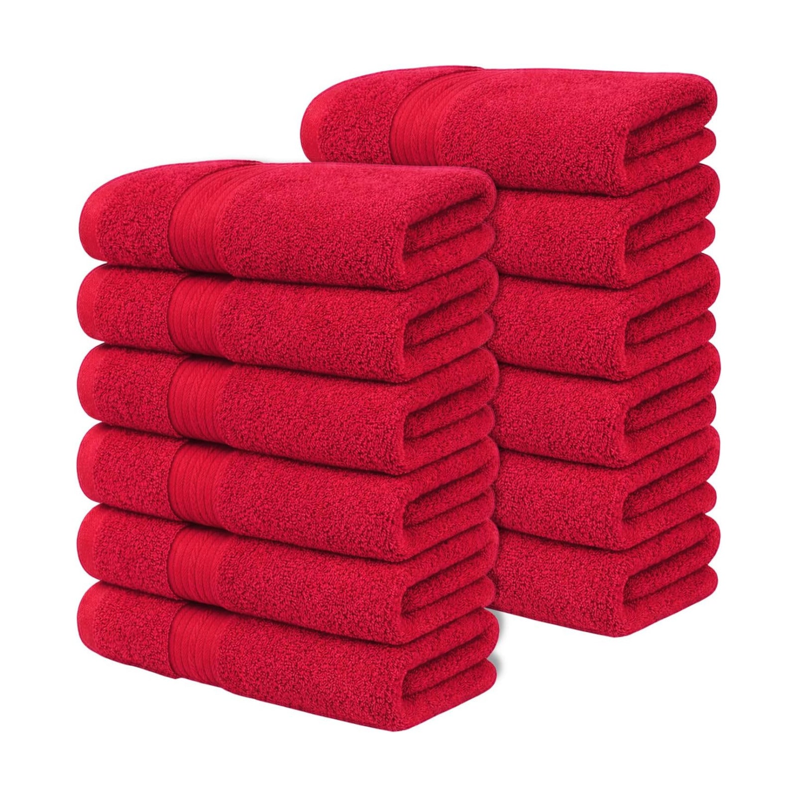100% Cotton Hand Towels 18x28 Inches, 600 GSM, Soft & Absorbent, Set of 12, Red