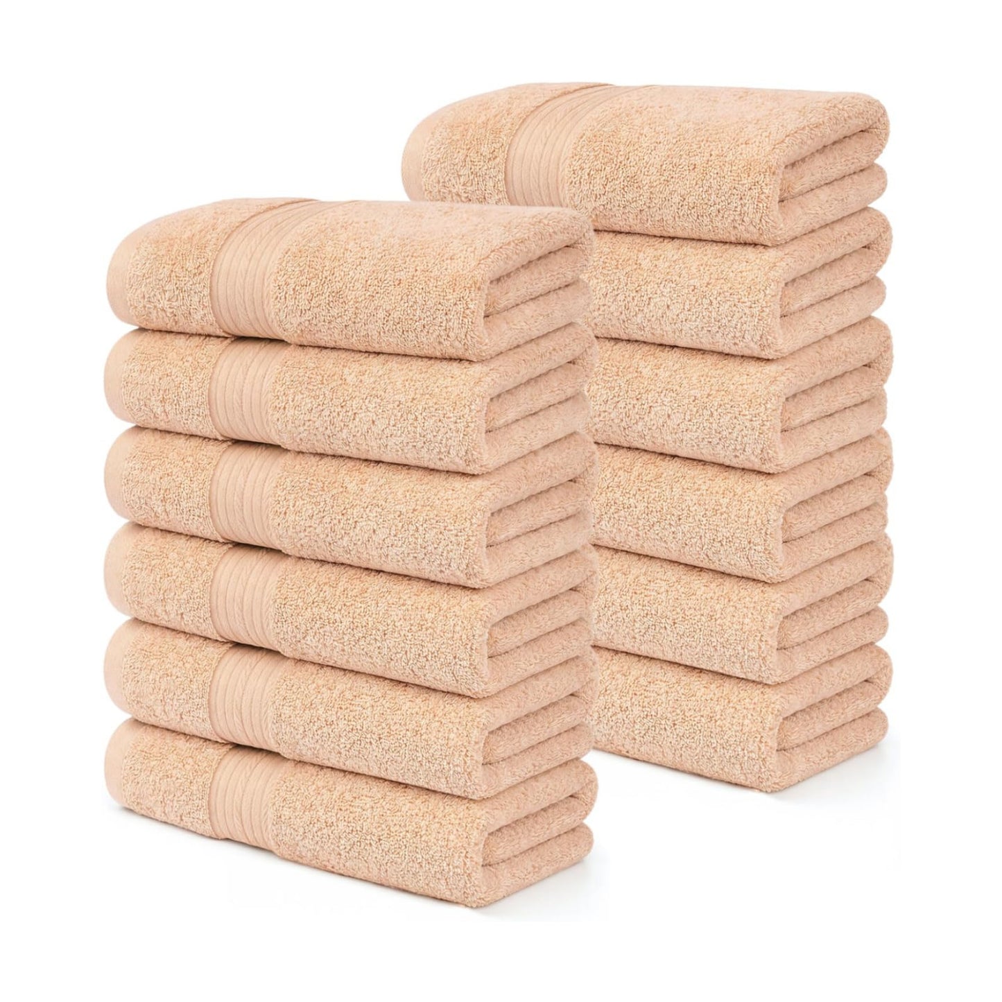 100% Cotton Hand Towels 18x28 Inches, 600 GSM, Soft & Absorbent, Set of 12, Beige