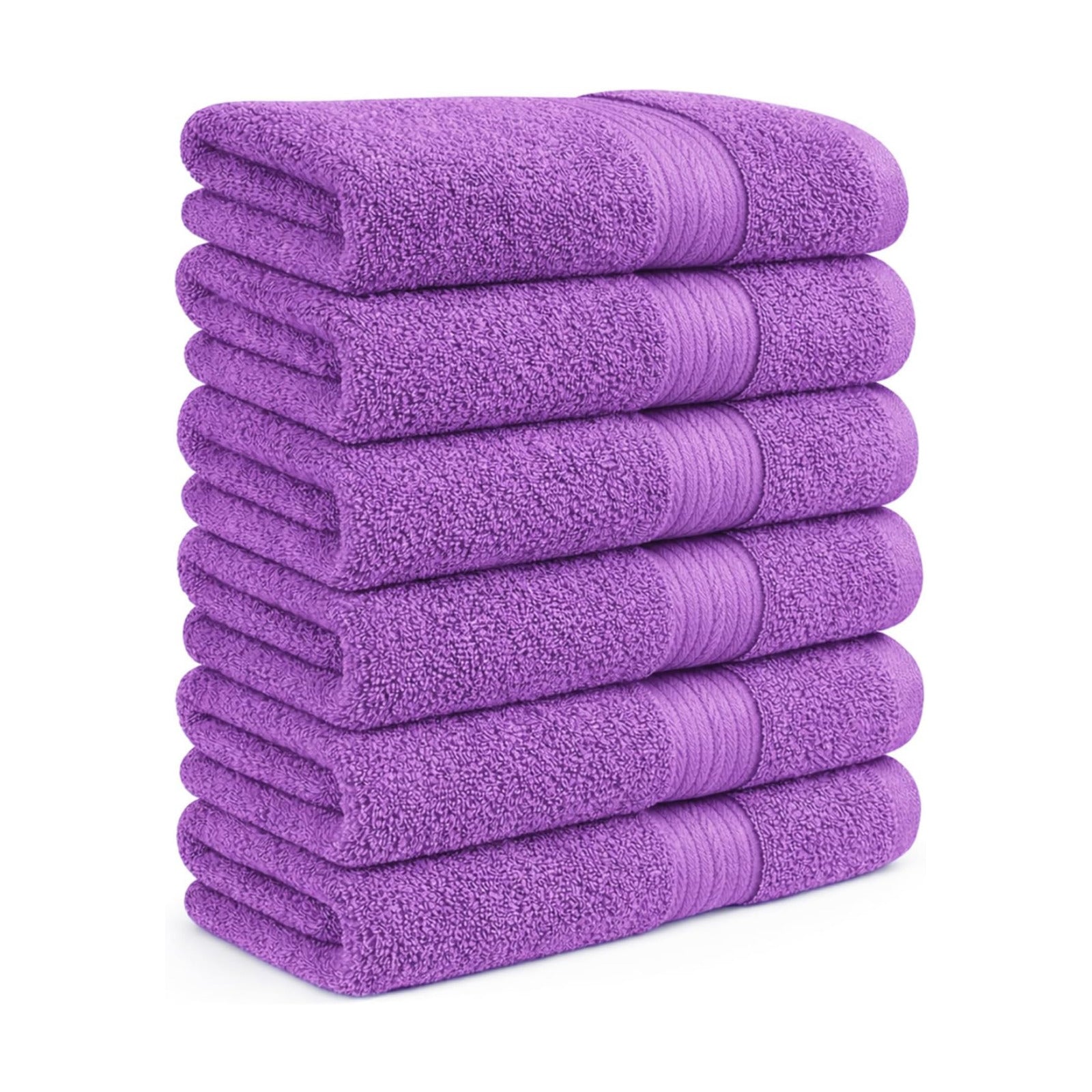 100% Cotton Hand Towels 18x28 Inches, 600 GSM, Soft & Absorbent, Set of 6, Purple
