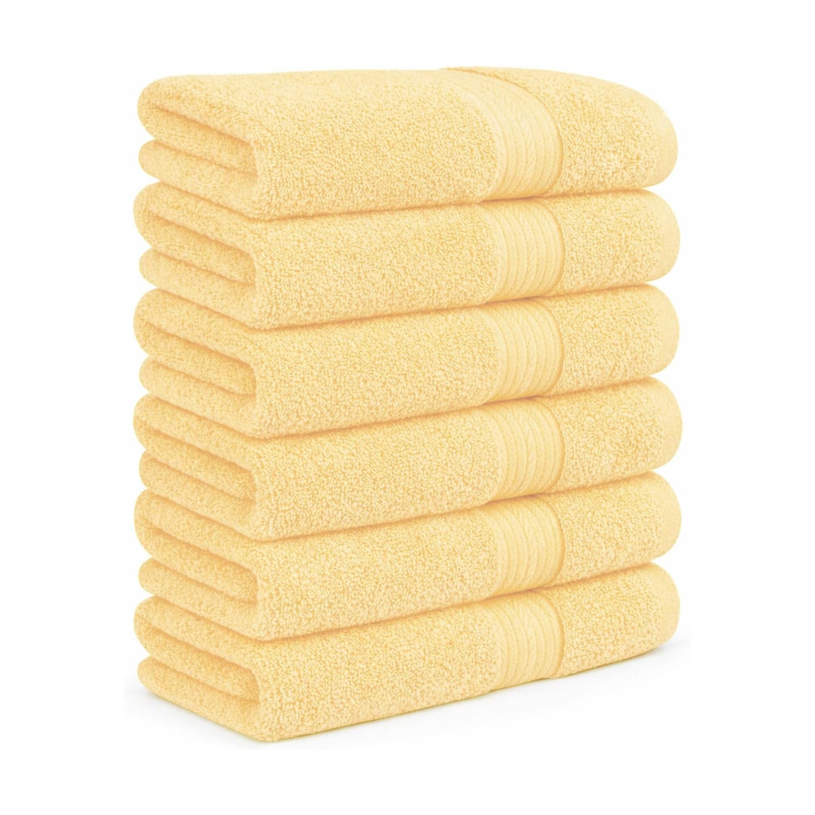 100% Cotton Hand Towels 18x28 Inches, 600 GSM, Soft & Absorbent, Set of 6, Yellow