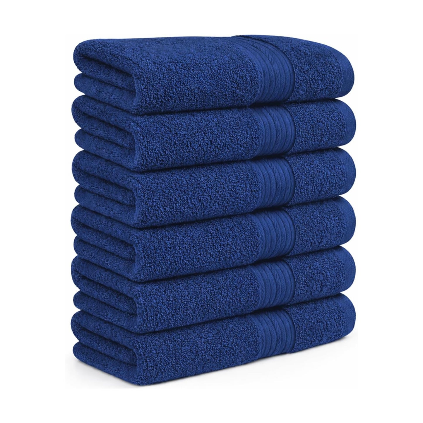 100% Cotton Hand Towels 18x28 Inches, 600 GSM, Soft & Absorbent, Set of 6, Navy