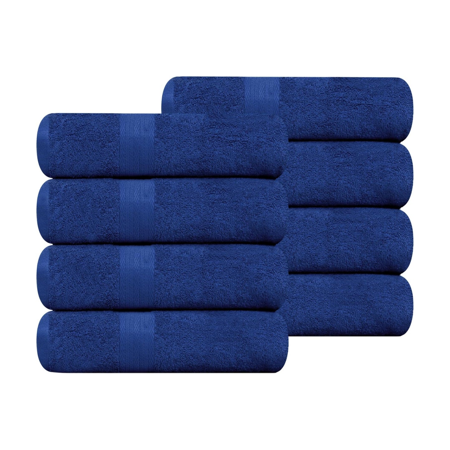100% Cotton Hand Towels 18x28 Inches, 600 GSM, Soft & Absorbent, Set of 8, Navy