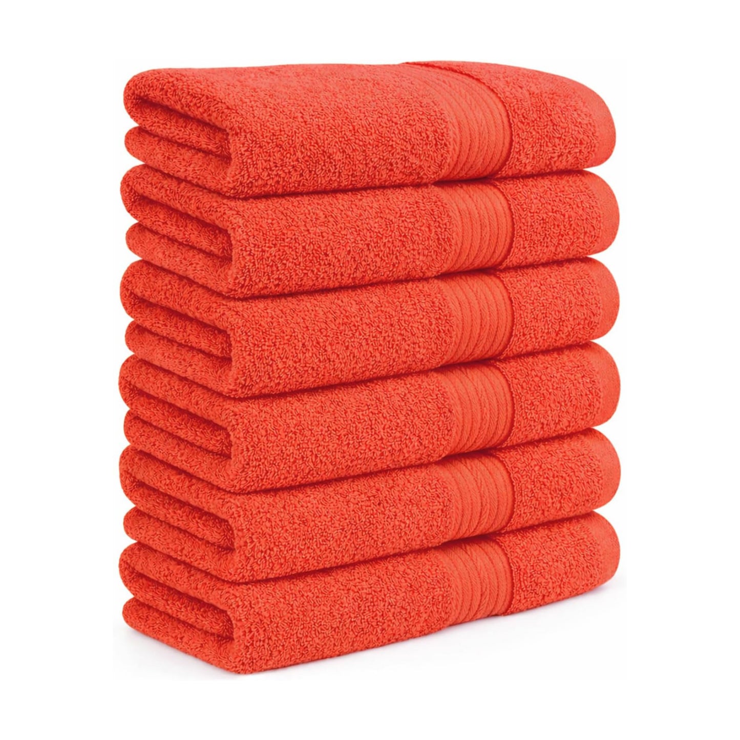 100% Cotton Hand Towels 18x28 Inches, 600 GSM, Soft & Absorbent, Set of 6, Orange