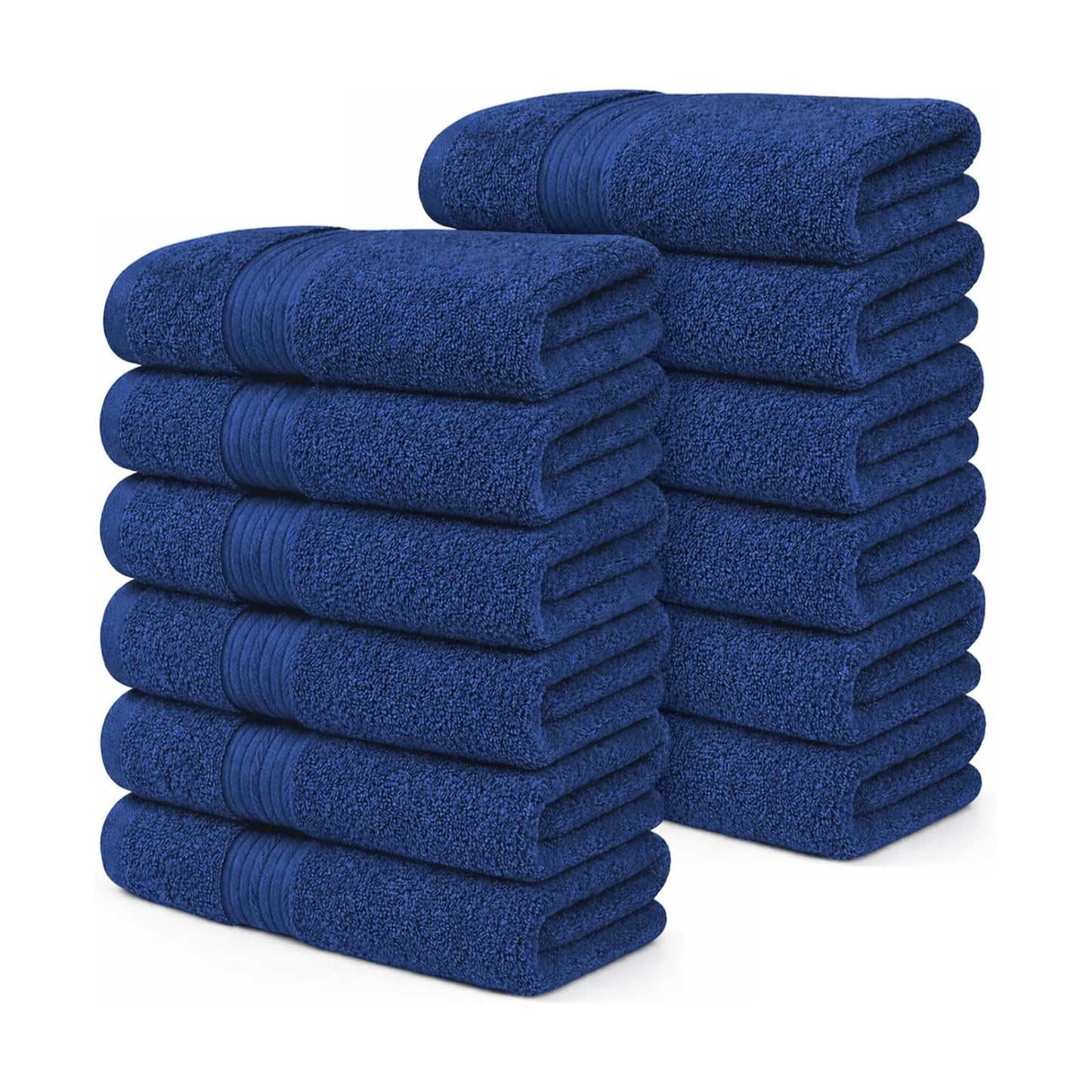 100% Cotton Hand Towels 18x28 Inches, 600 GSM, Soft & Absorbent, Set of 12, Navy