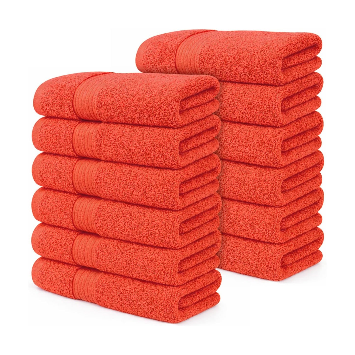 100% Cotton Hand Towels 18x28 Inches, 600 GSM, Soft & Absorbent, Set of 12, Orange