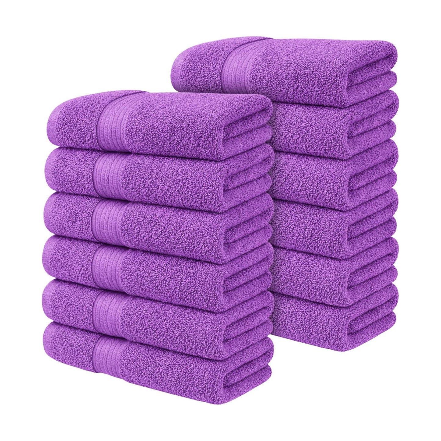 100% Cotton Hand Towels 18x28 Inches, 600 GSM, Soft & Absorbent, Set of 12, Purple