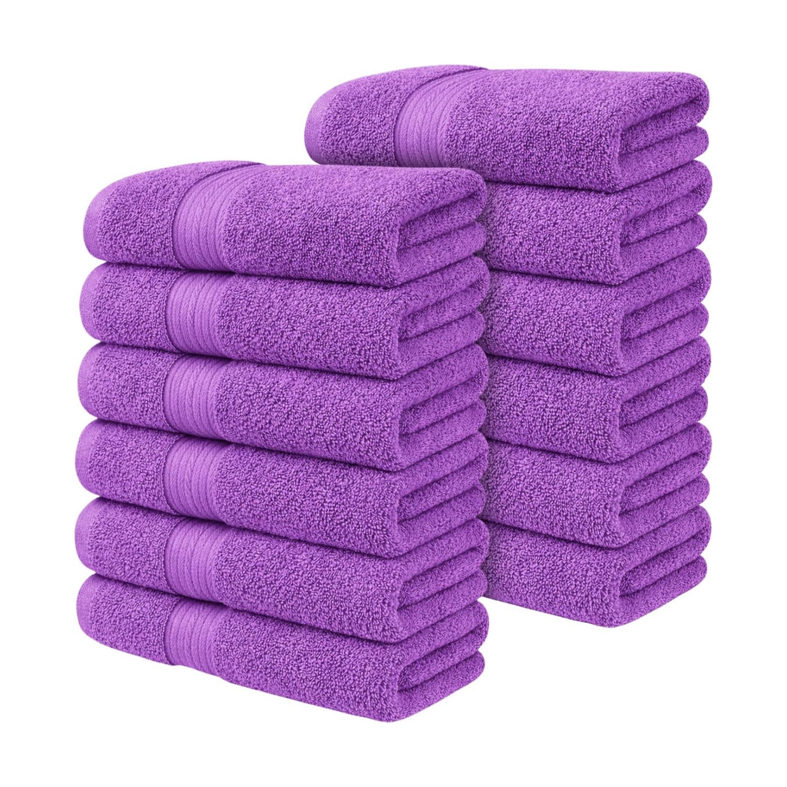 100% Cotton Hand Towels 18x28 Inches, 600 GSM, Soft & Absorbent, Set of 12, Purple