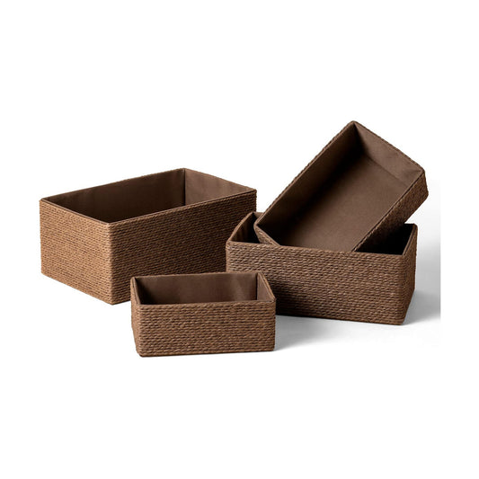 Paper Rope Woven Storage Basket / Brown / Set of 4