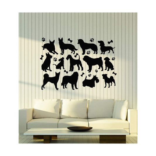 Vinyl Wall Decal Dogs Pets Shop Home Animals Grooming Stickers Mural / 22.5 x 33 / M In / Black