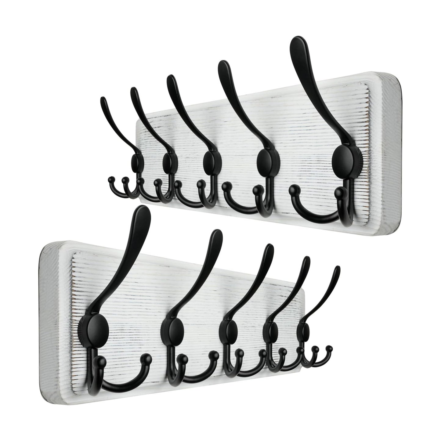WEBI Coat Rack Wall Mount,Wood Coat Hooks Wall Mounted Coat Hanger,16" Hole to Hole,Wall Hook Rack Rail,5 Triple Hooks