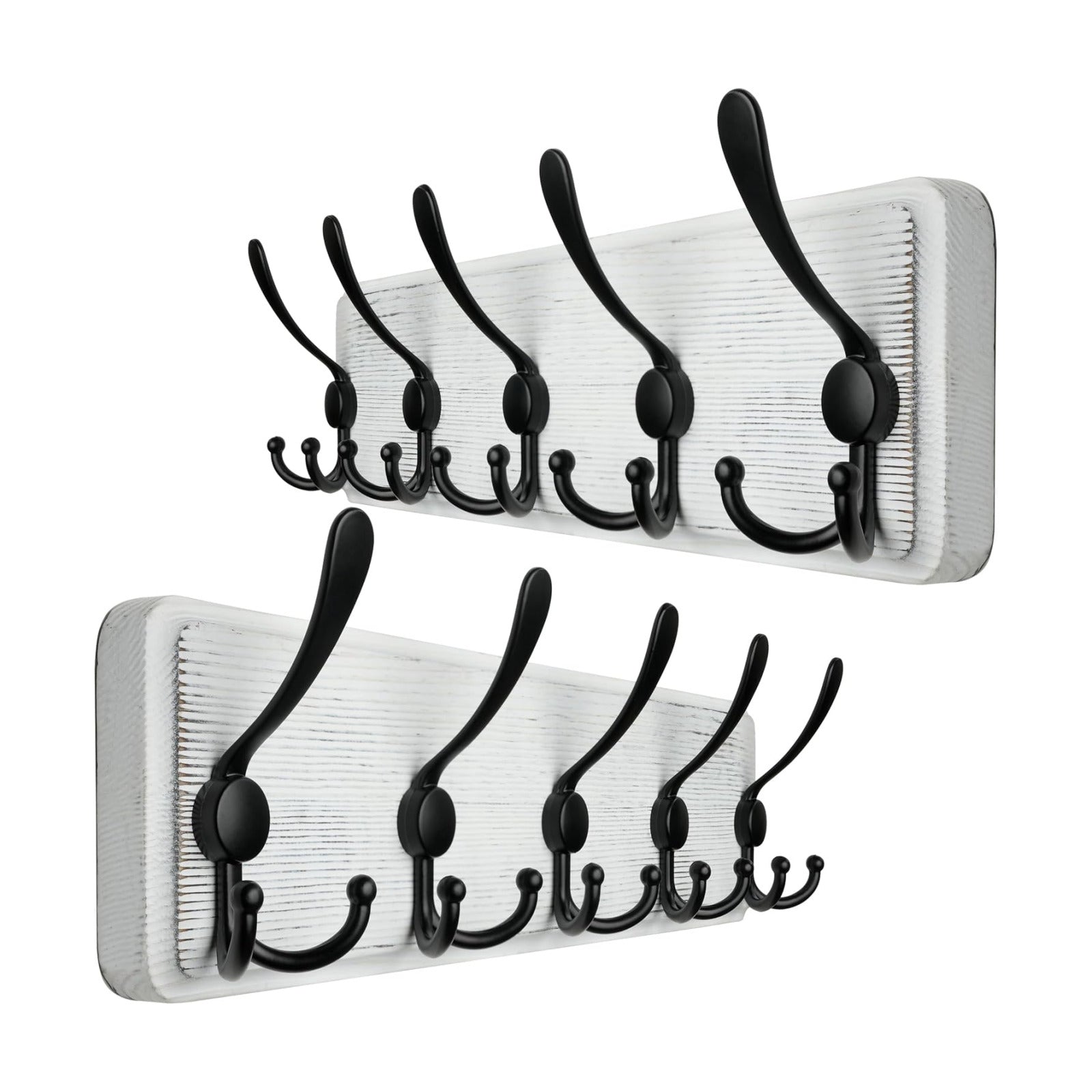 WEBI Coat Rack Wall Mount,Wood Coat Hooks Wall Mounted Coat Hanger,16" Hole to Hole,Wall Hook Rack Rail,5 Triple Hooks