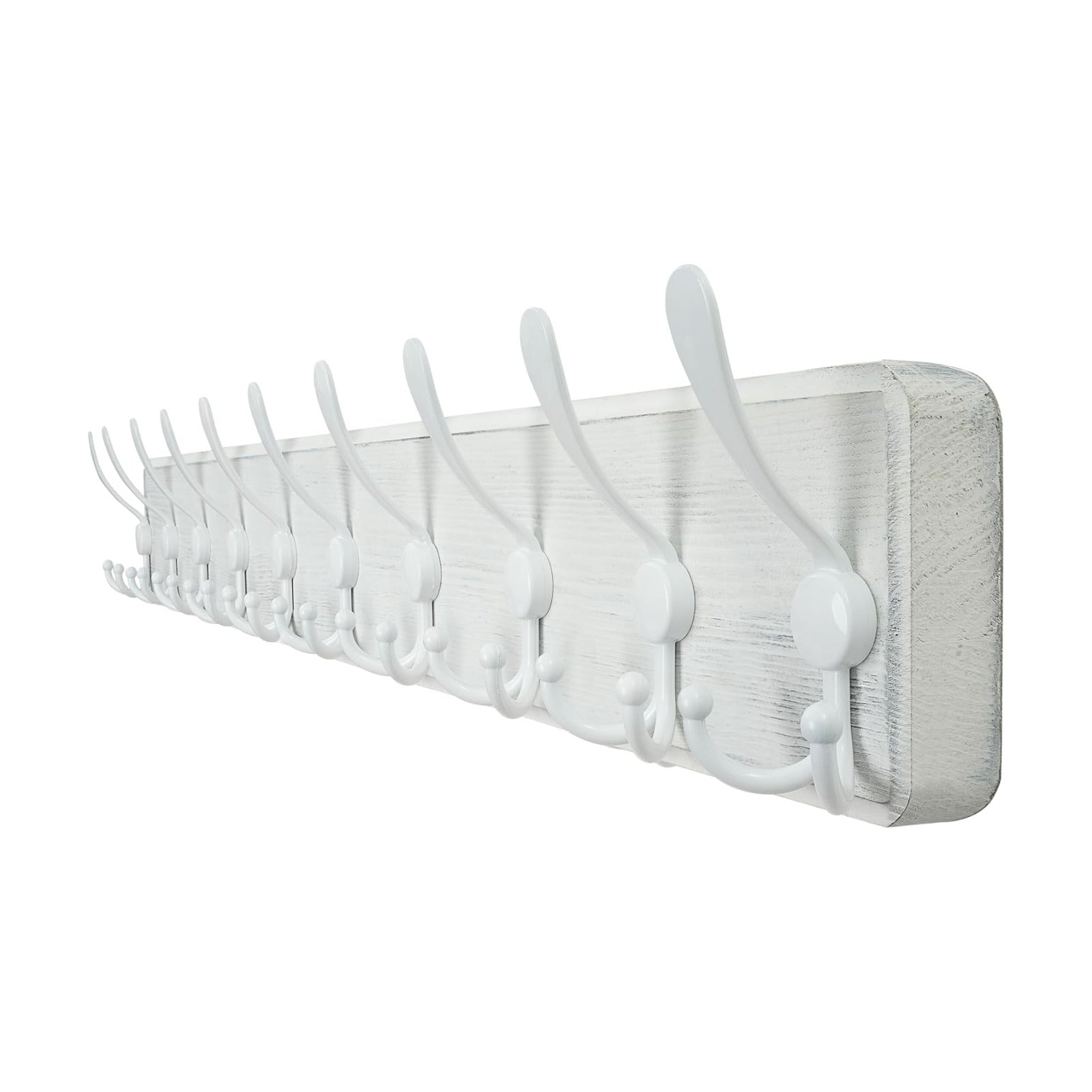 WEBI Coat Rack Wall Mount White,38 9/16" Long Coat Hooks Wall Mounted,Large Wall Coat Hanger,10 Tri Hooks for Hanging