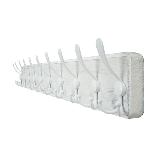 WEBI Coat Rack Wall Mount White,38 9/16" Long Coat Hooks Wall Mounted,Large Wall Coat Hanger,10 Tri Hooks for Hanging