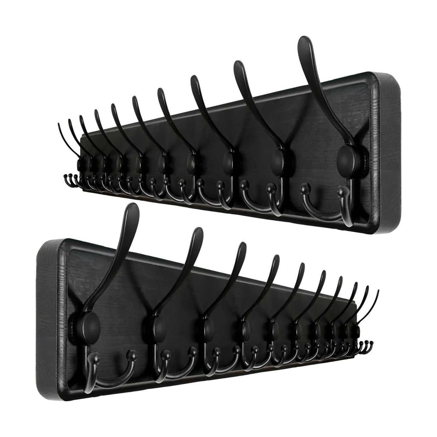 WEBI Coat Rack Wall Mount,38 9/16" Long,10 Tri Hooks for Hanging Coats,16" Hole to Hole,Wood Coat Hooks Wall