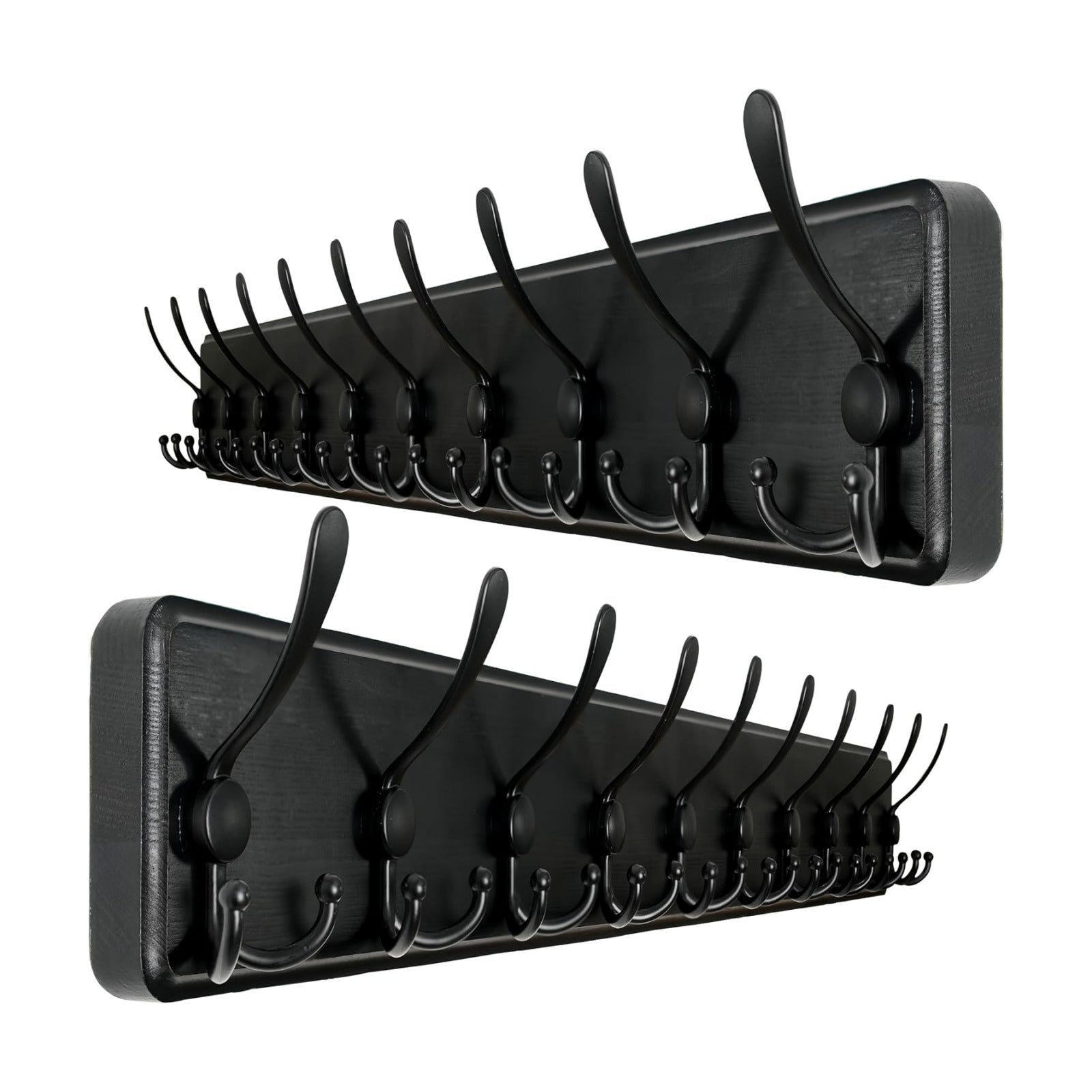 WEBI Coat Rack Wall Mount,38 9/16" Long,10 Tri Hooks for Hanging Coats,16" Hole to Hole,Wood Coat Hooks Wall