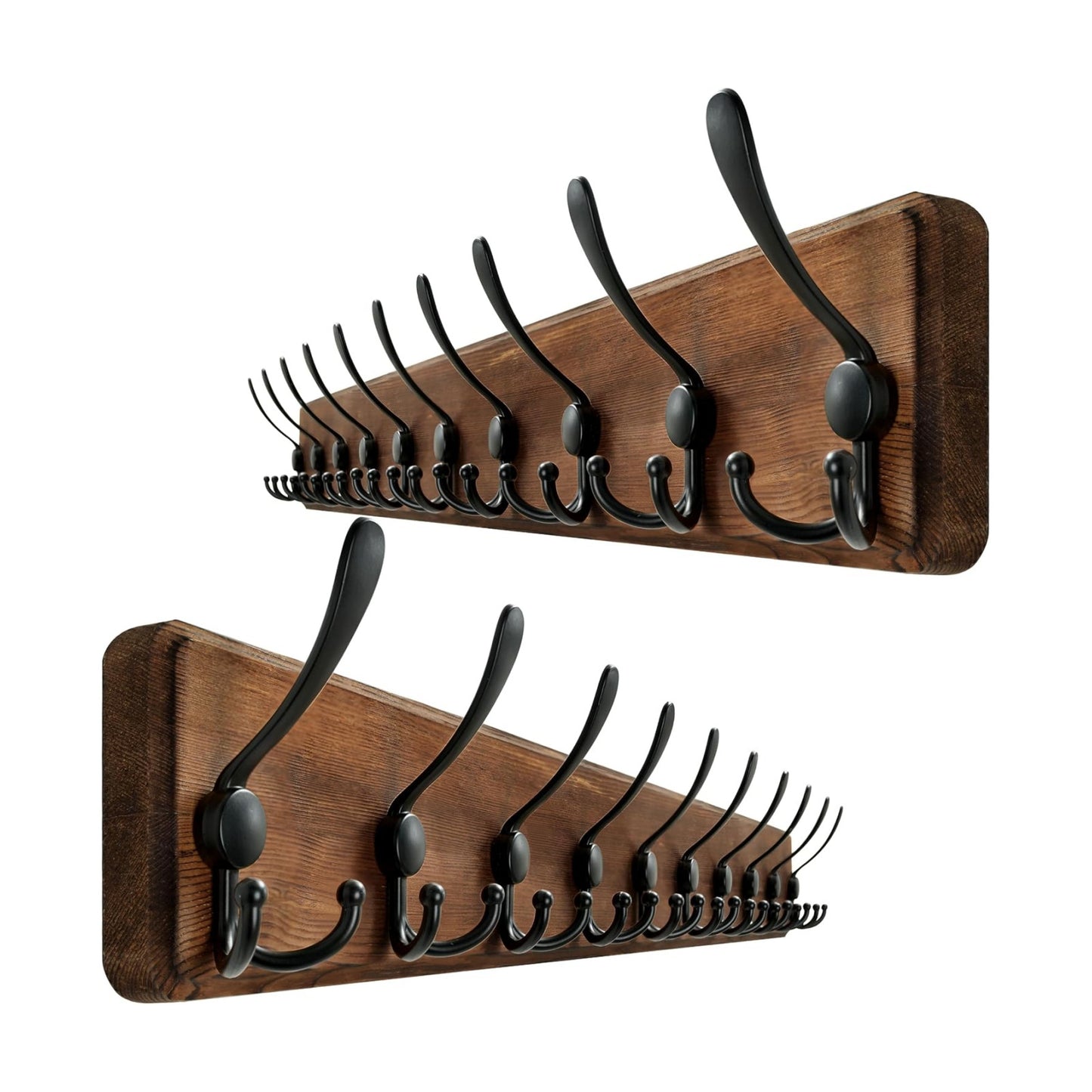 WEBI Coat Rack Wall Mount,38 9/16" Long,10 Hooks,Wood Coat Hooks Wall Mounted Coat Hanger Wall Hook Rack,Triple Hooks