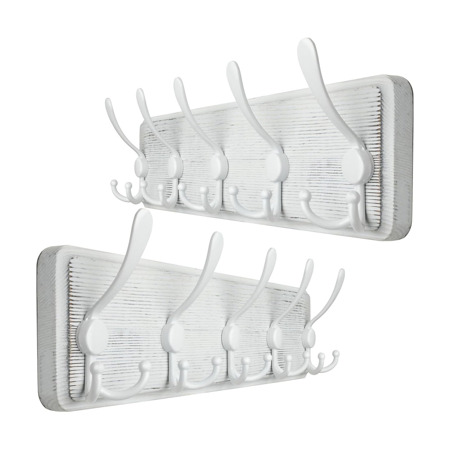 WEBI Coat Rack Wall Mounted,Wood Coat Hooks Wall Mount,16" Hole to Hole,Large Coat Hanger Wall Hook Rack,5 Triple Hooks