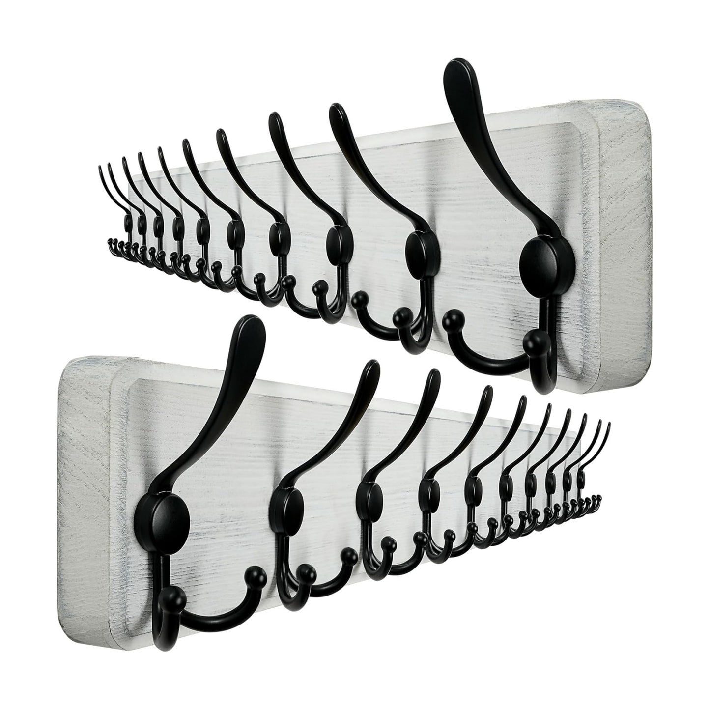 WEBI Coat Rack Wall Mounted,38 9/16" Long,10 Hooks,Wood Coat Hooks Wall Mounted Coat Hanger,Hook Rack Rail,Triple Hooks