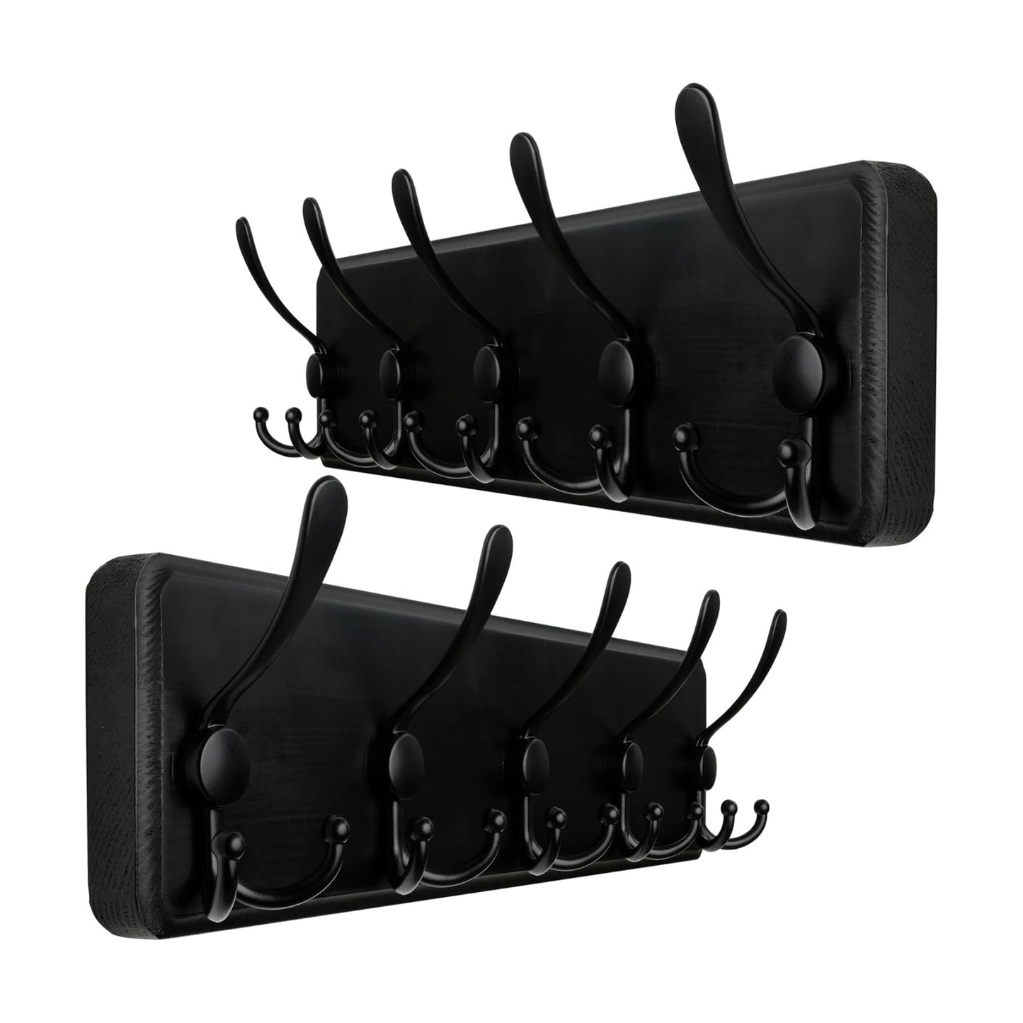 WEBI Rustic Coat Rack Wall Mount,Wood Coat Hooks Wall Mounted Coat Hanger,16" Hole to Hole,Hook Rack Rail,5 Triple