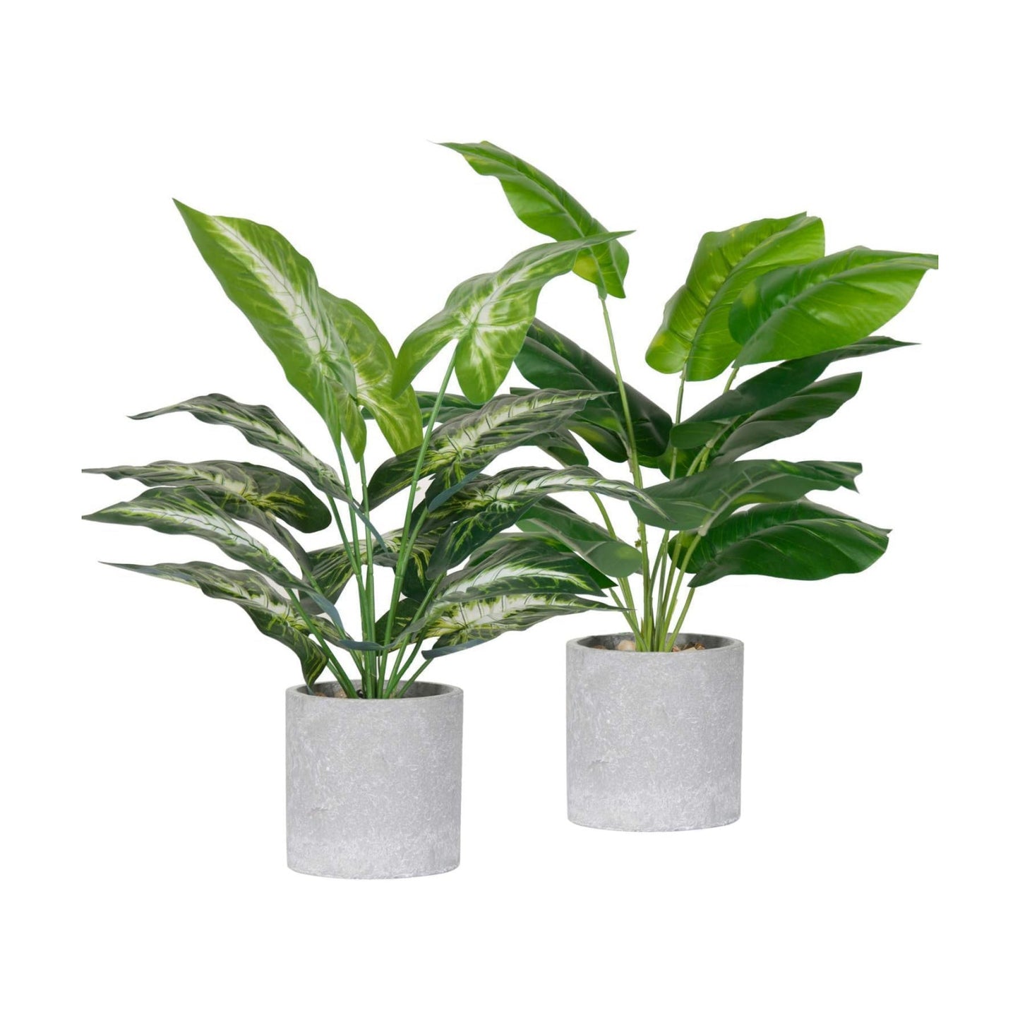 Fake Plants Artificial Tropical Faux Plants / Taro Leaf and Greenery Leaf / Sage Green / Set of 2