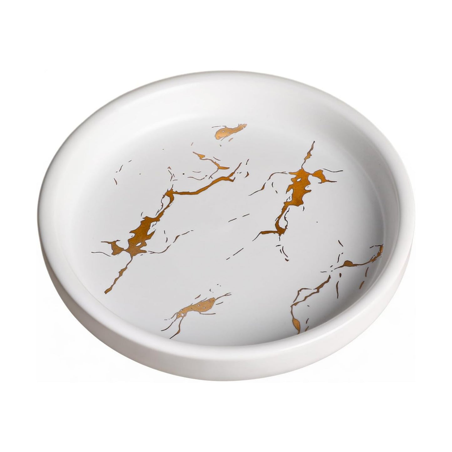 Marble Pattern Round Ceramic Soap Dish Bathroom Soap Tray / White / 4 Inch