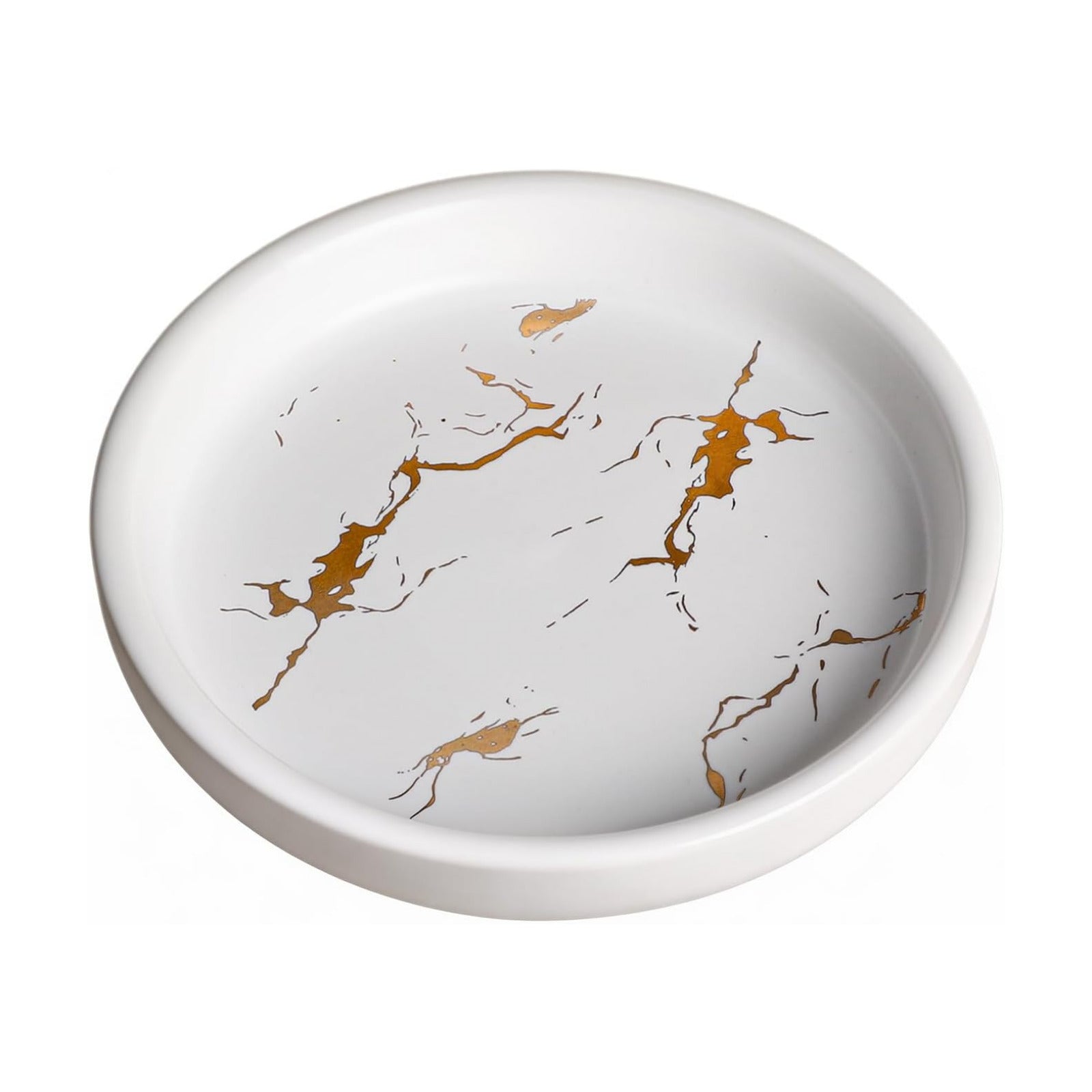 Marble Pattern Round Ceramic Soap Dish Bathroom Soap Tray / White / 4 Inch