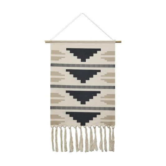 Macrame Woven Wall Tapestry Hanging Art / Black / 20 x 34