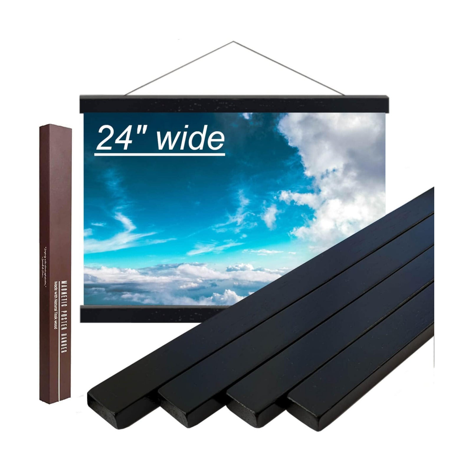 Dacri Home 24 Inch Wide Magnetic Poster Hanger Frame,24x18 24x32 24x36 Wooden Poster Hanger, Strong Magnets for Hanging