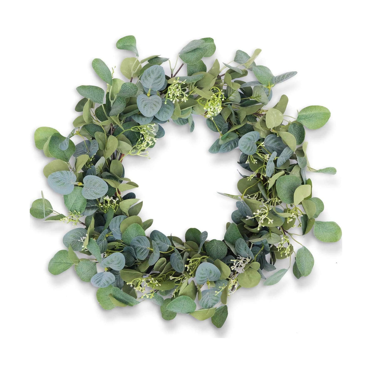 Eucalyptus Wreaths for Front Door 20", Handmade Green Leaves Wreath for Summer, Spring and All Seasons, Greenery Floral Wreath for Wall and Outside